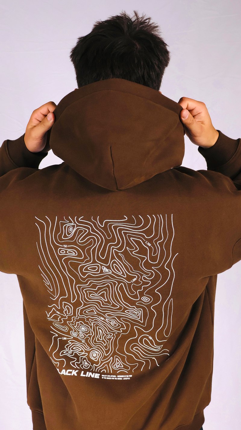 Black Line Topographic Oversized Hoodie
