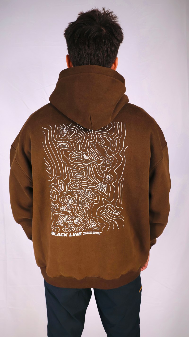 Black Line Topographic Oversized Hoodie