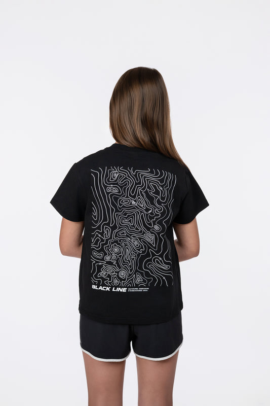 Black Line Topographic Tee - Kids