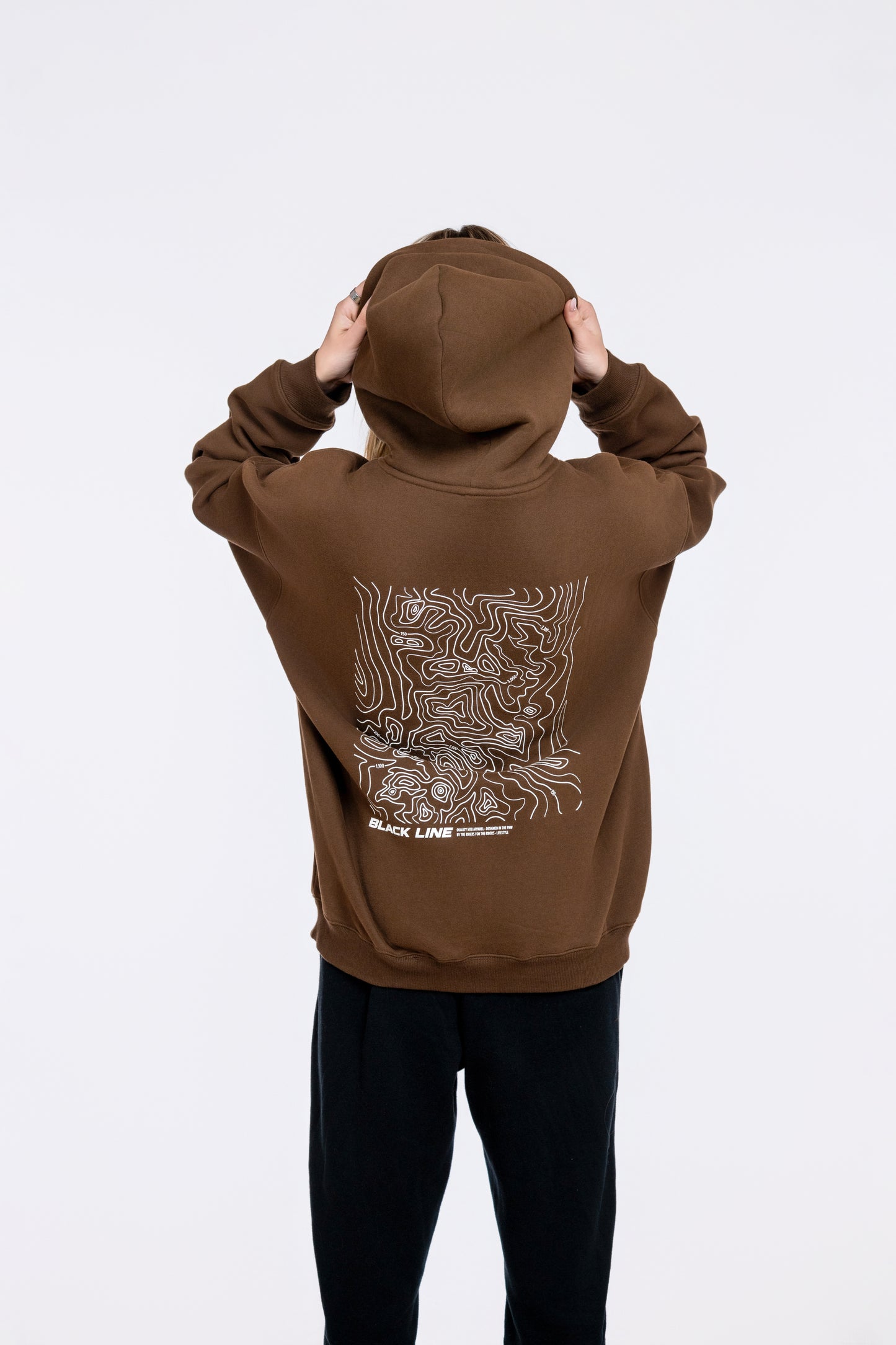 Black Line Topographic Oversized Hoodie
