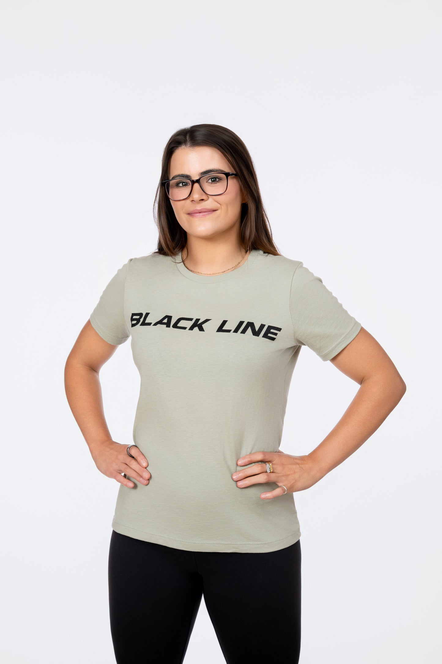 Black Line Jumps Centered Casual Tee - Womens