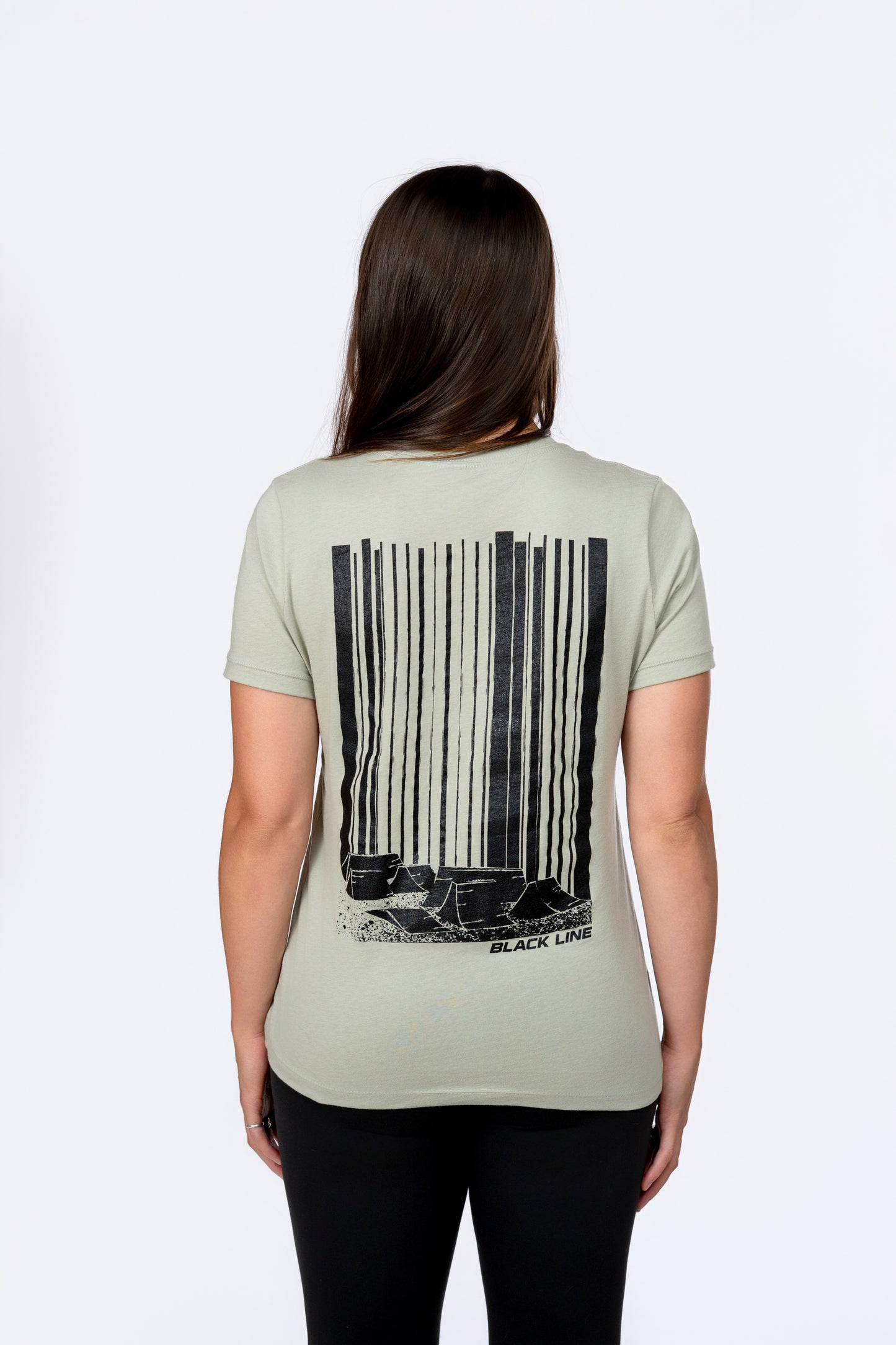 Black Line Jumps Centered Casual Tee - Womens