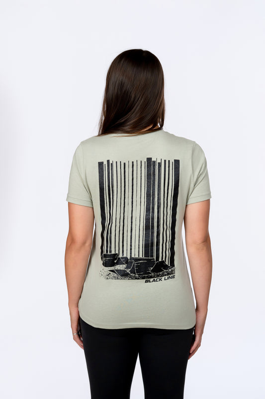 Black Line Jumps Centered Casual Tee - Womens
