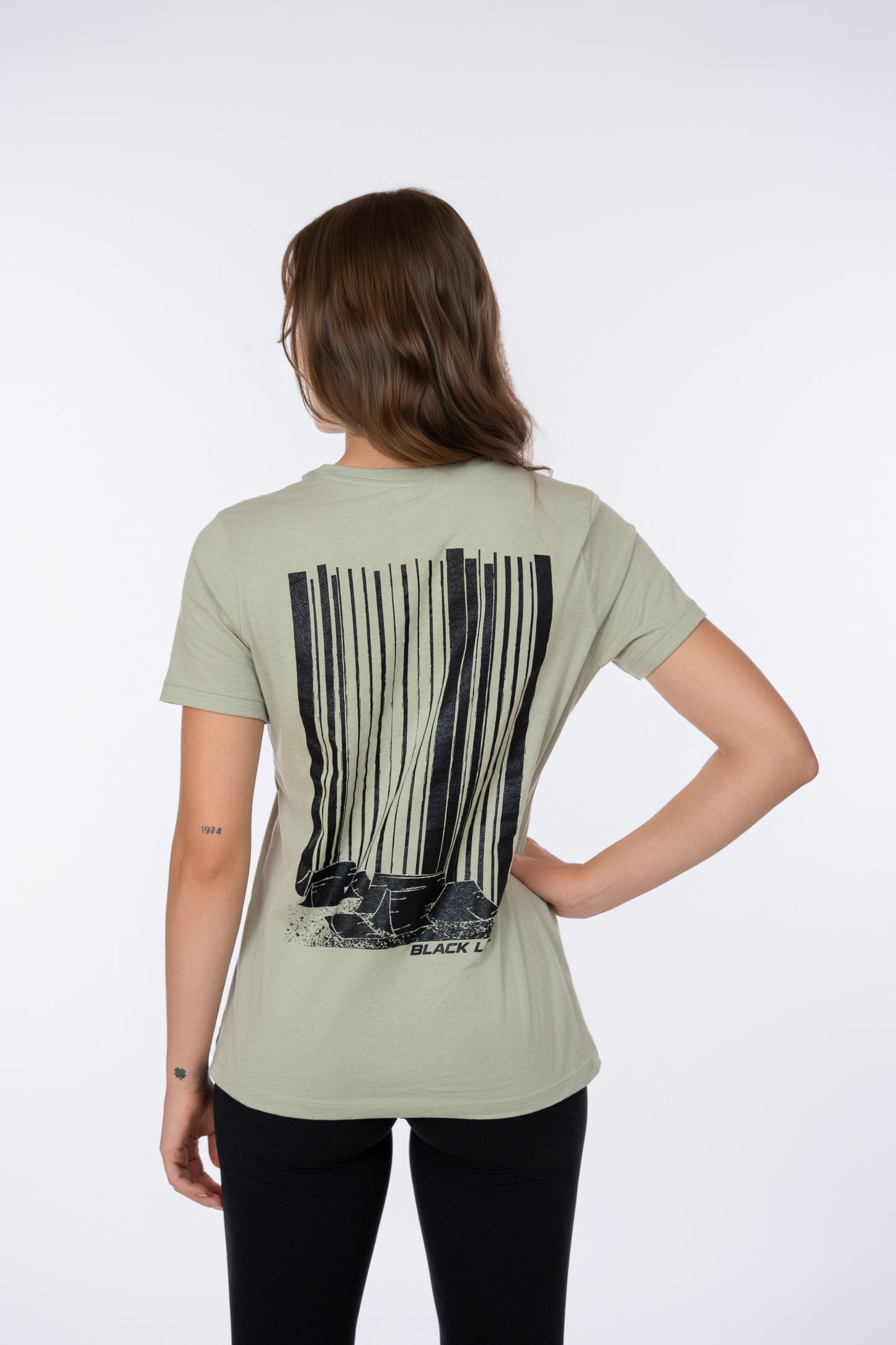 Black Line Jumps Centered Casual Tee - Womens